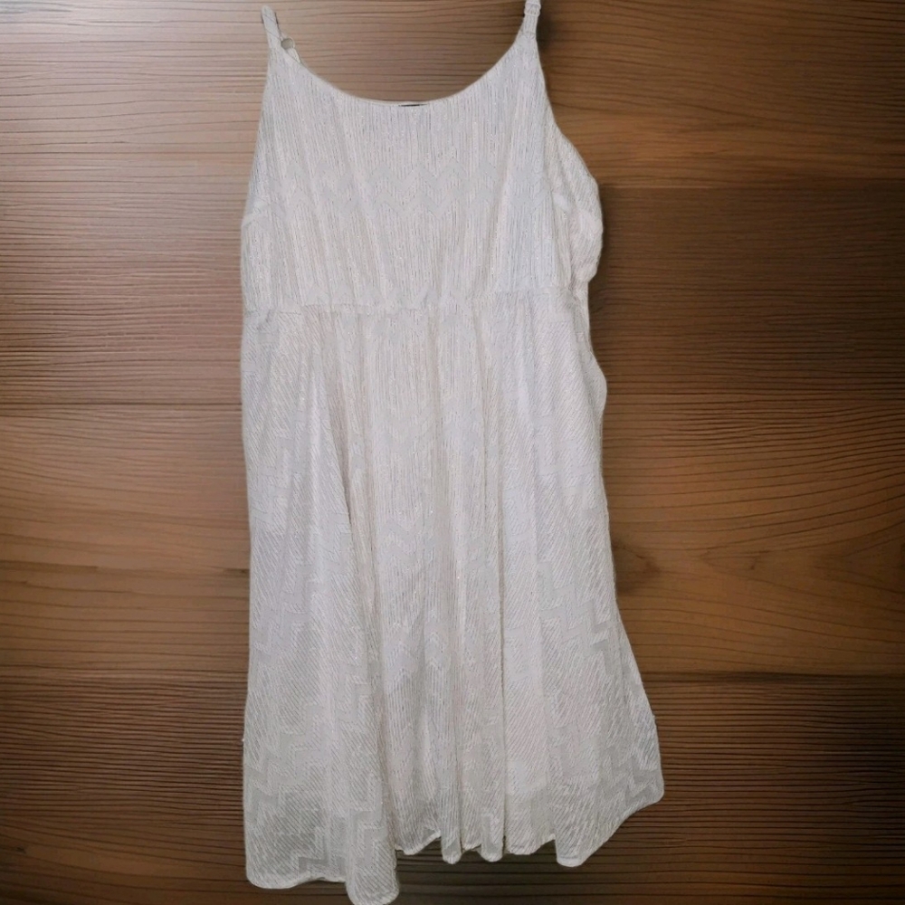 TORRID White Chiffon Stripe & Metallic Chevron Midi Dress 4X Fairy Festival